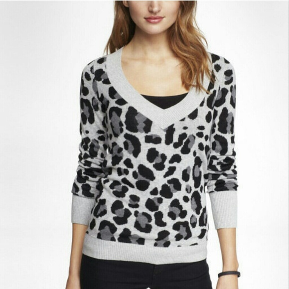 NWOT Express Cheetah V-neck Sweater