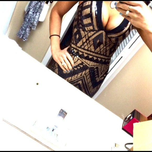 Bebe brown n black sequin dress