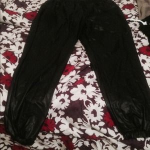 faux leather jogging pants