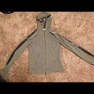 Vintage army green Express fitted hoodie