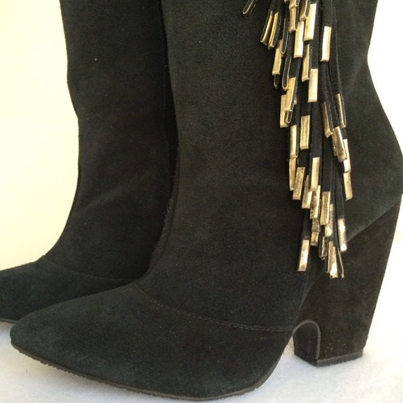 HOLD - Madison Harding Gold Tipped Fringe Boots - Picture 2 of 4