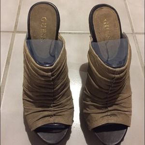 Open toe suede clogs