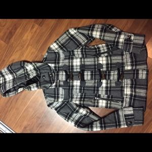 Juniors plaid winter coat. Size small