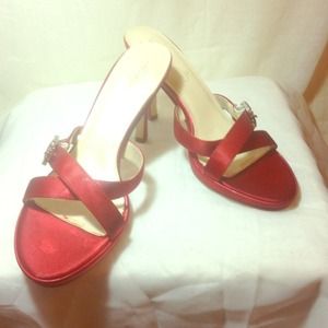 Red satin dress shoes!