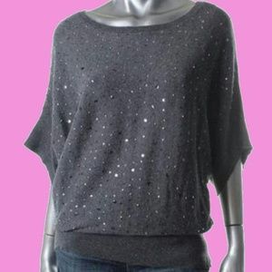Charter Club Gray Silk Blend Sequined Sweater