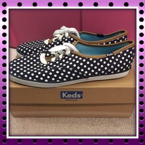 Navy & White Polka Dot Ked's Sneakers