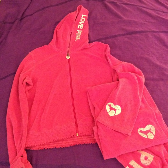 PINK Victoria's Secret Sweaters - VS PINK Terry Zip-up Hoodie and Pants Set