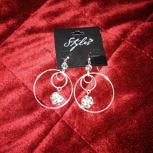 SOLD  Styles crystal ball loops earrings