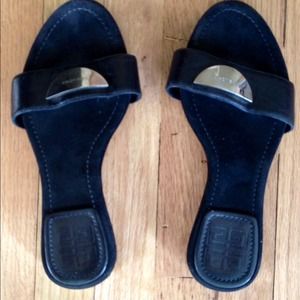 Givenchy Black Suede Slip On Sandals Sz EU 36