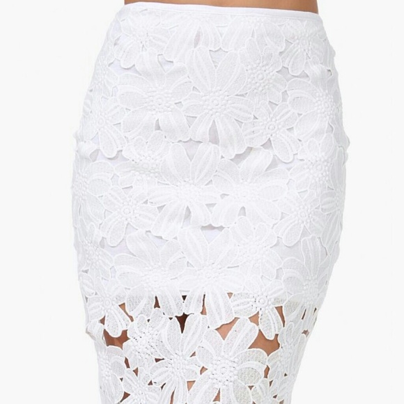 Necessary Clothing  Dresses & Skirts - SOLD White Crochet Lace Pencil Midi Skirt Size