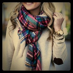 Plaid blanket scarf