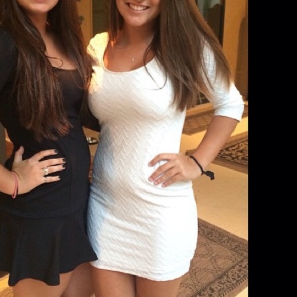 bodycon cream/white dress