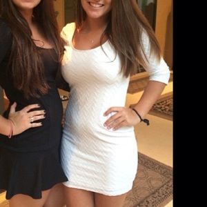 bodycon cream/white dress