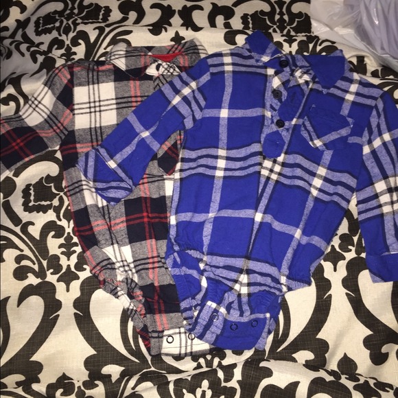 2 flannel plaid onesies
