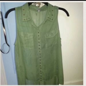 Charlotte Russe studded dark green top