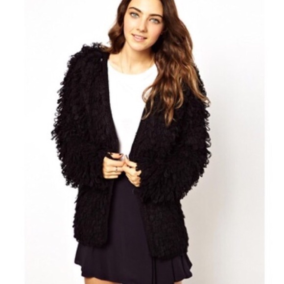 Black long shaggy sweater