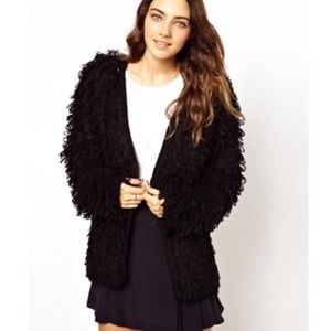 Black long shaggy sweater