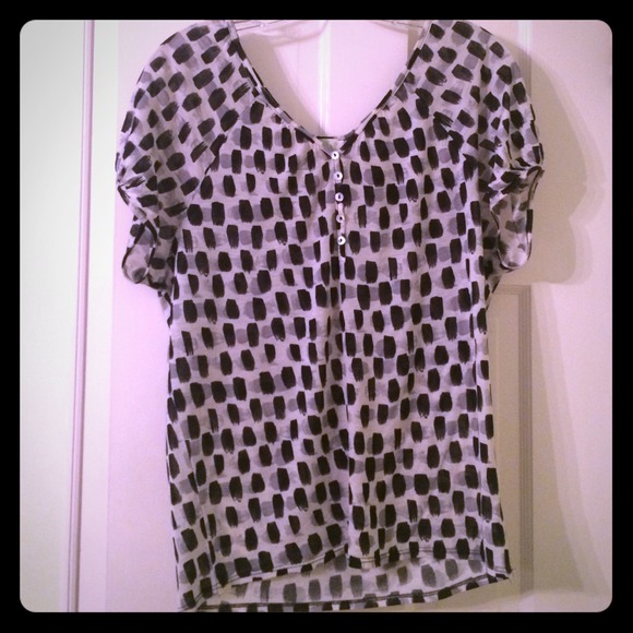 Anthropology brand black and white top
