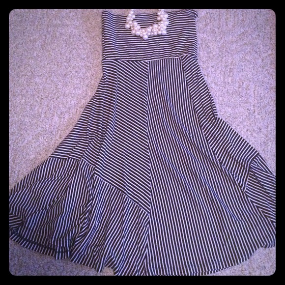 Navy and White Fit and Flare Dress