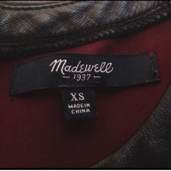 Madewell Dresses & Skirts - MADEWELL Maroon Dress w/ faux leather trim! ❤️