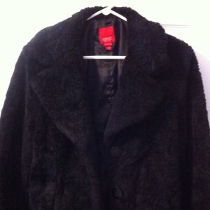 Black Espirt Faux Fur Women's Coat