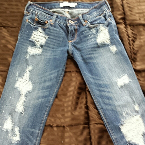 Dark wash distressed Abercrombie jeans