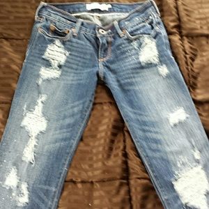 Dark wash distressed Abercrombie jeans