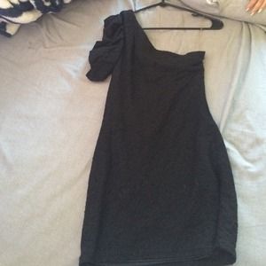 One sleeved black tight dress