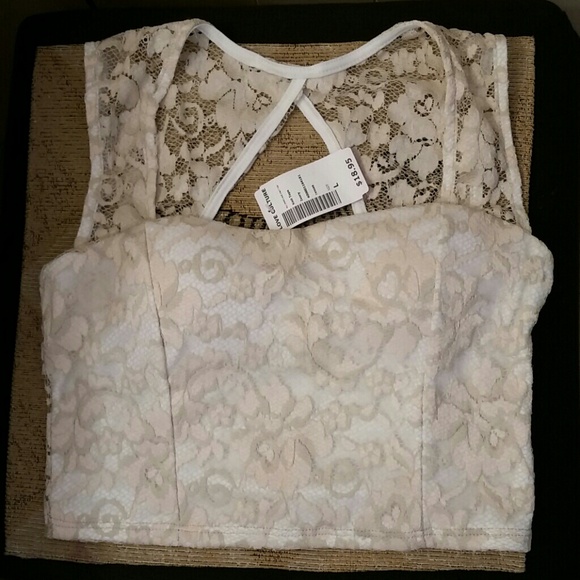 Beige and white lace top