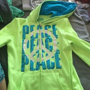 Green little girl peace sweater
