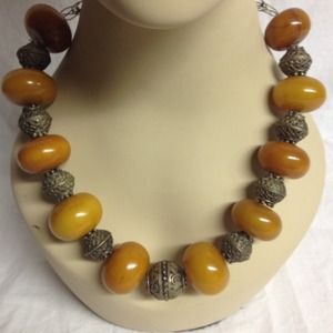 Vintage Bakelite and antique silver necklace