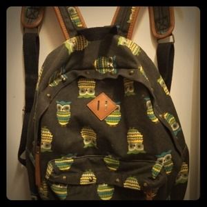 Owl Print Canvas Backpack