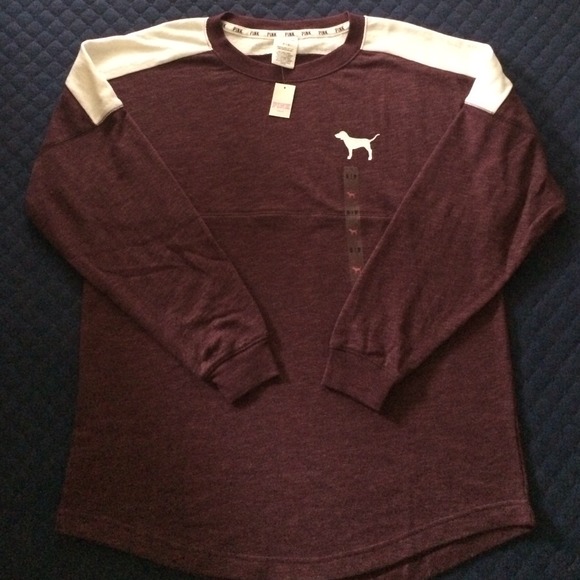 PINK Victoria's Secret Sweaters - Pink Varsity Crewneck - Maroon