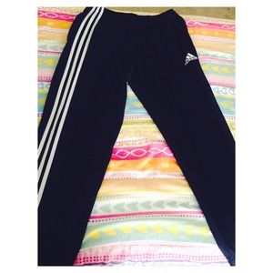 Black and white Adidas soccer pants
