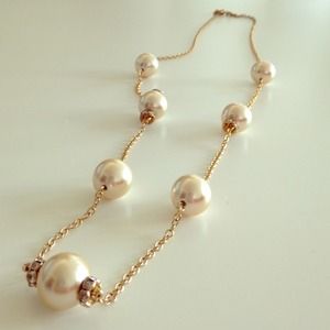JCREW LONG PEARL & CRYSTAL NECKLACE