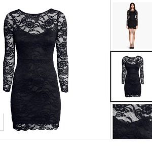 Short fitted lace dress lace with long sleeves