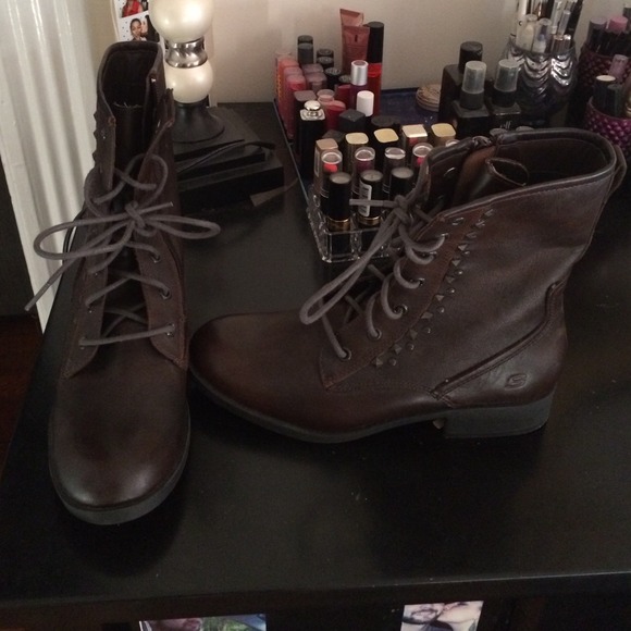 Skechers Shoes - Brown combat boots with studs