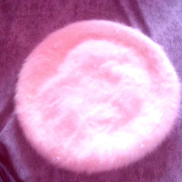 White fuzzy hat