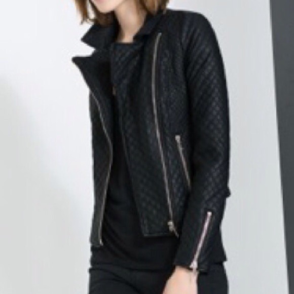 Zara leather quilted jacket