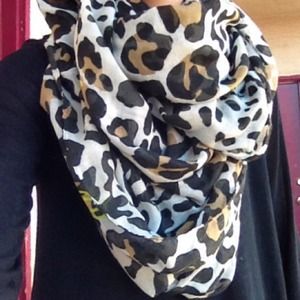 Leopard print infinity scarf by Bebe.