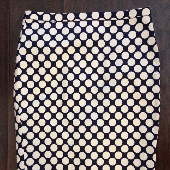 Jcrew navy blue and white polka dot skirt