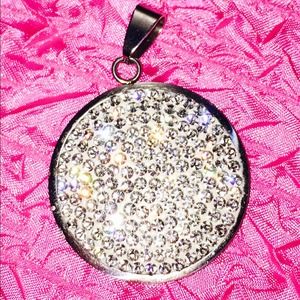 Stainless Steel Crystal Pendant Circle Necklace