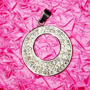 Stainless Steel Crystal Pendant Circle Necklace