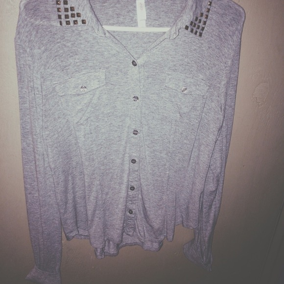 Grey Studded Long Sleeve