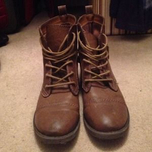 Brown combat boots