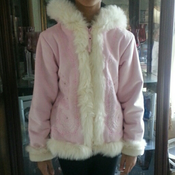 Pink fur coat