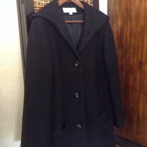 Liz Claiborne Black Wool Coat with Hood