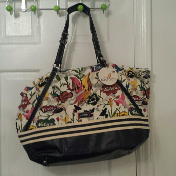 Sak Roots Artist Circle White Peace duffle bag