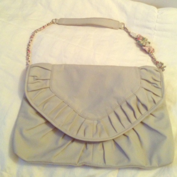 Grey and floral shoulder bag