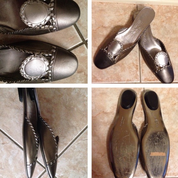 Salvatore Ferragamo Metallic 3Toned Mule Flats Sz8 - Picture 4 of 4